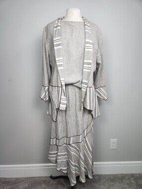 Vintage Linen Cotton I.C. Collection By Connie 3 Piece Set Jacket Suit Skirt